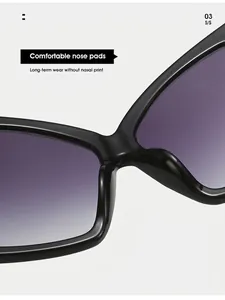 Détail macro des plaquettes de nez confortables sur lunettes de soleil noires surdimensionnées