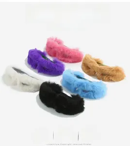 Flat lay view of colorful plush-covered sunglasses in pink, purple, white, and blue hues