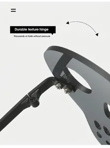 Détail de la charnière métallique à double vis sur des lunettes de soleil sans monture