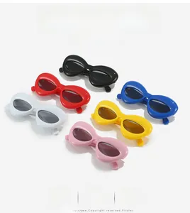 Close-up of retro oval sunglasses in various colors featuring durable metal hinges
