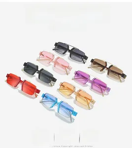 Detailed grid layout showing eight colors of fashion square metal frame sunglasses