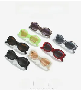 Flat lay of retro Y2K rectangular sunglasses in tortoise, neon green and cream colors
