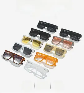 Detailed grid of oversized flat top sunglasses in black, tortoiseshell, and vibrant colors