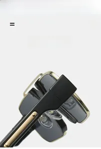 Detailed close-up of flexible metal hinge and lightweight black temple on square sunglasses