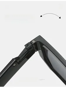 Detail of durable metal hinge on vintage square sunglasses for thousands of smooth folds