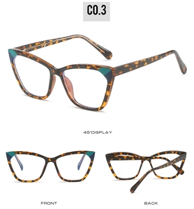 Multi-angle view of tortoiseshell cat-eye glasses frame with stylish geometric accents