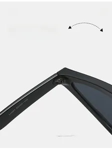 Close-up of the durable metal hinge and frame dimensions LH061 on triangle sunglasses