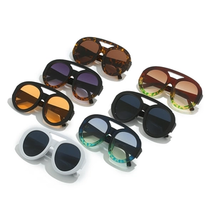 Retro oversized oval sunglasses with double bridge frames in multiple vintage colors