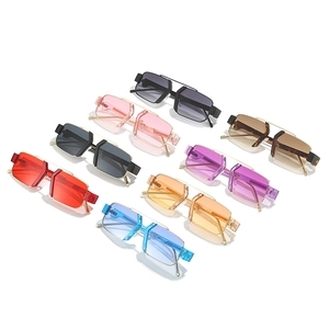 Modern geometric square sunglasses set with colorful lenses and stylish metal frames