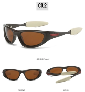 Polarized sports sunglasses in C0.2 color with tea-colored lenses and wing detail