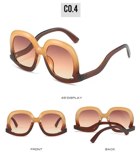 Vue triple de lunettes de soleil dégradées montrant l'avant, l'arrière et l'angle de 45 degrés