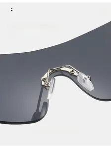 Detail of adjustable silicone nose pads on Y2K oversized sunglasses for comfort