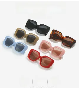 Array of thick square frame sunglasses in assorted candy colors for a retro look