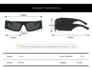 Detailed size chart for flat top sunglasses with precise dimensions and frame weight info