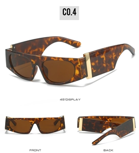 Flat top tortoiseshell sunglasses with bold temples and gold square metal accents