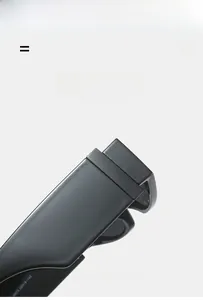 Detail of reinforced hinges and white model text M470 on black wide-temple sunglasses