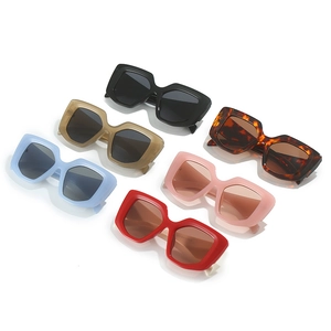 Square frame sunglasses in multiple candy colors with geometric thick frames for women