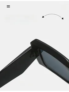 Detail of durable metal hinge on black square sunglasses for smooth and sturdy folding