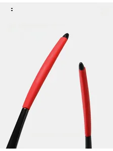 Detail of ergonomic curved temple tips with red anti-slip rubber for sporty sunglasses