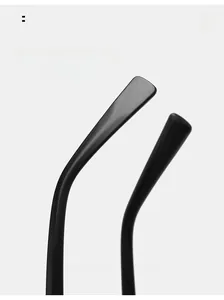 Detail of ergonomic curved temple tips on rimless sunglasses for a comfortable fit