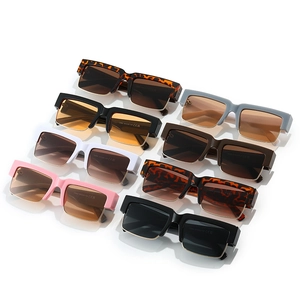 Square retro sunglasses with metal trim available in nine fashionable colors and styles