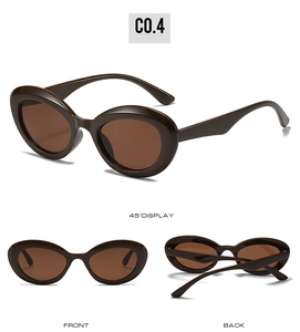 Vues détaillées de lunettes de soleil ovales rétro avec monture large marron caramel