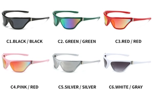 Cat eye sports sunglasses collection in six vibrant color frames and mirrored lenses