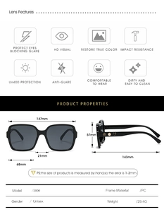 Spécifications de taille pour lunettes de soleil carrées avec décor cœur et fleur