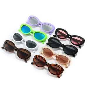 Collection de lunettes de soleil ovales rétro Y2K avec montures épaisses en plusieurs couleurs