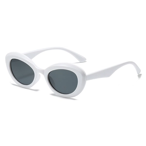 Lunettes de soleil ovales rétro blanches avec monture épaisse et verres foncés Y2K