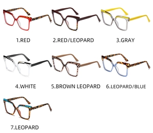 Detailed display of seven color variants for TR90 oversized anti-blue light glasses frames