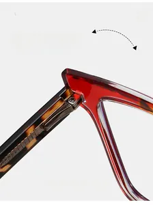 Macro view of durable metal hinges on TR90 oversized contrast color glasses frames