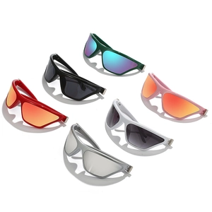 Y2K futuristic cat-eye sports sunglasses set in six vibrant assorted frame colors