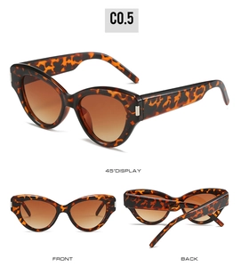 Detailansicht der Cat-Eye-Sonnenbrille mit Schildpatt-Rahmen und braunem Verlauf