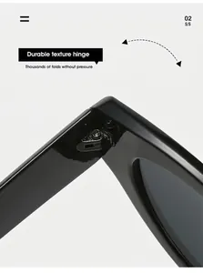 Detailaufnahme des langlebigen Metallscharniers der schwarzen Cat-Eye-Sonnenbrille