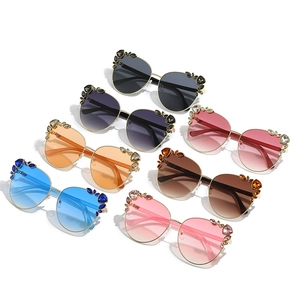 Oversized cat eye sunglasses with rhinestones in seven colorful gradient lens options
