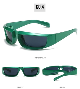 Vues détaillées sous plusieurs angles des lunettes de soleil de sport Y2K rectangulaires