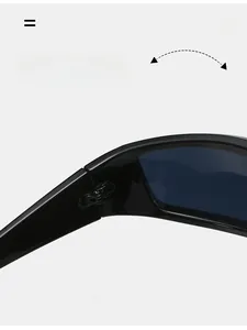 Gros plan des charnières métalliques renforcées sur lunettes de sport Y2K argent