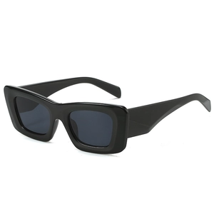 Retro black cat-eye sunglasses with rectangular frame and dark lenses for women