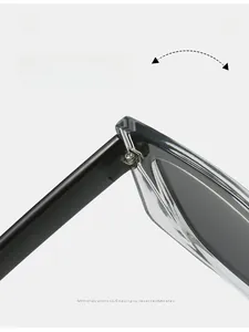 Close-up of durable metal hinge detail on trendy cat-eye sunglasses with thick frames