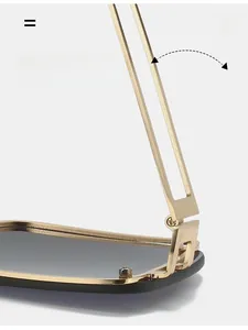 Macro detail of high-quality metal hinges and square cut-out temple on sunglasses
