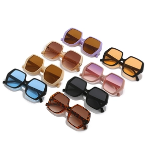 Chic oversized hexagonal sunglasses for women in eight stylish colors on white background