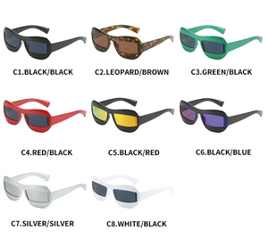Matrix showing various colors of oversized vintage sunglasses with bold thick frames