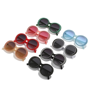 Retro round glitter sunglasses for women in multiple colors with hip hop sparkle frames