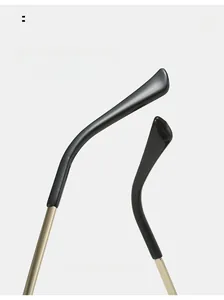 Detail of ergonomic curved metal sunglasses arms with comfortable black rubber ear tips