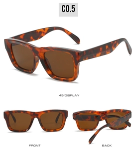 Detail view of large tortoise shell sunglasses with brown lenses from multiple angles