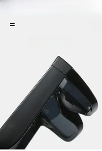 Detail of lightweight elastic hinge and durable frame connection on black sunglasses