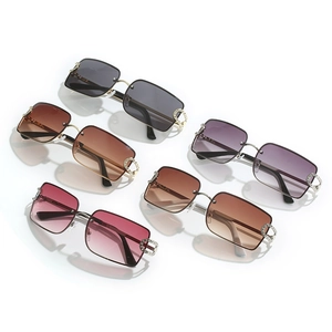 Y2K rimless rectangle sunglasses with crystal rhinestones in five assorted colors