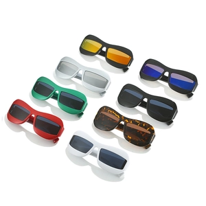 Eight pairs of retro frog eye style sunglasses in multiple colors on a white background