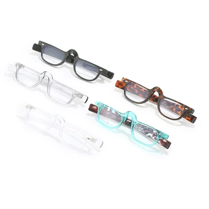 Retro rectangle PC glasses frames for men and women in leopard and clear finishes